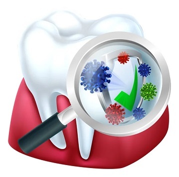 Bacteriën te zien op een tand die worden geïdentificeerd met onderzoek.